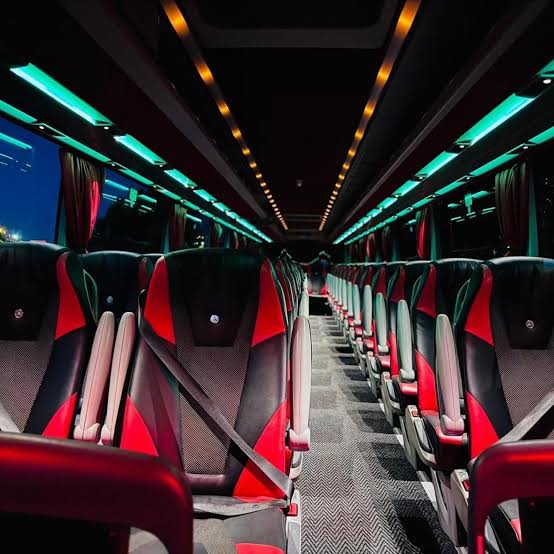 Coach bus passenger cabin