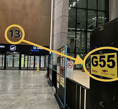 Istanbul Airport meeting point G55 near Gate 13